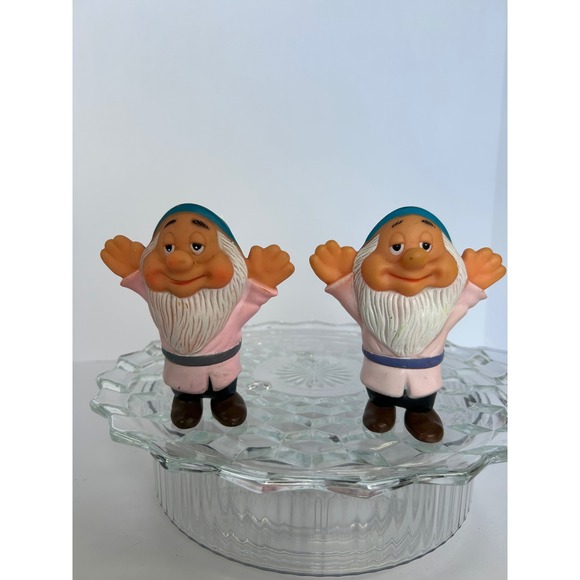 Vintage 1960s Sleepy Dwarf Rubber Squeaky Toys Walt Disney Hong Kong Pair - Picture 1 of 4